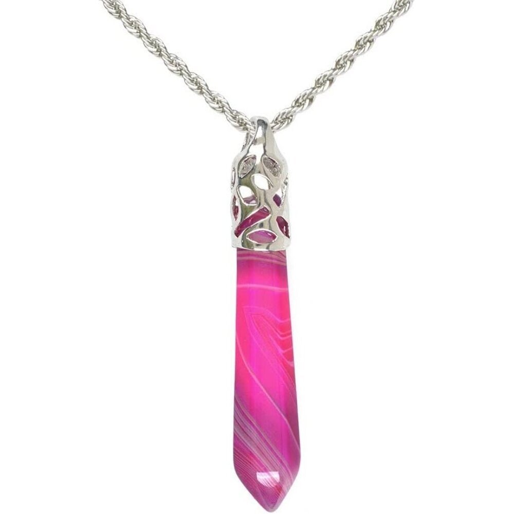 Hexagonal Pointed Reiki Chakra Pendant Stainless Steel Chain Necklace 20 Inch Ir